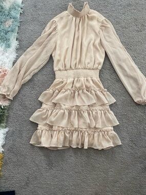 STATE Blush Pink Smocked Waist Ruffled Dress